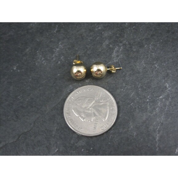 8mm Gold Ball Stud Earrings 14K Gold Filled New Old Stock - Picture 6 of 10